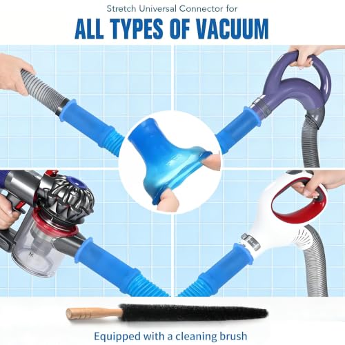 Image of Universal Dryer Vent Cleaner Kit Compatible with All Vacuum Cleaner Include Vacuum Hose Attachment Accessories Brush Lint Brush,Dryer Vent Vacuum Hose (Light Blue)