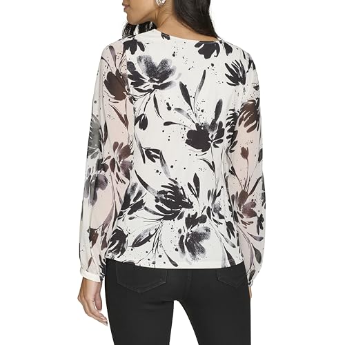 Image of Calvin Klein Women's V-Neck Long Sleeve Top