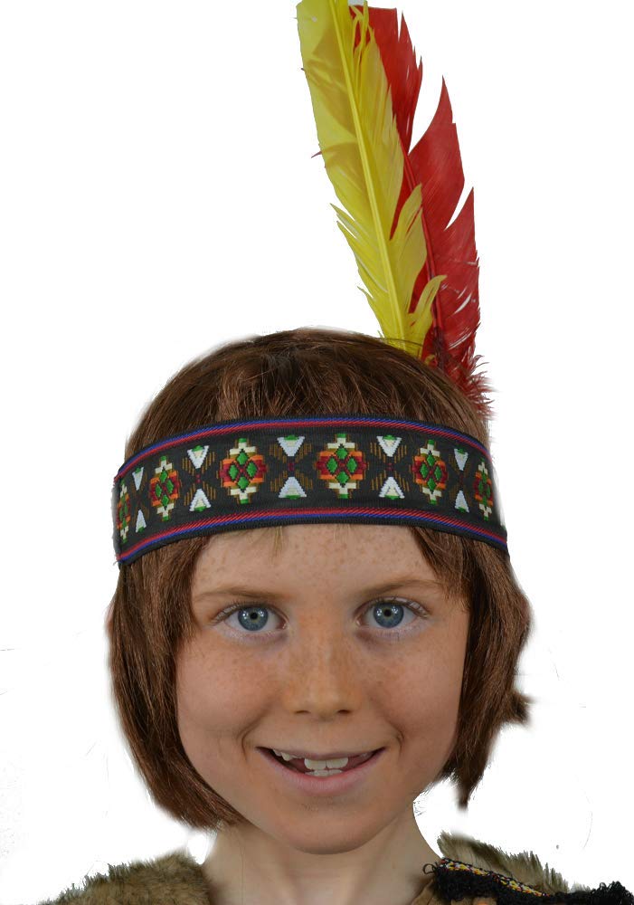 Red Indian Headband with Two Feathers 