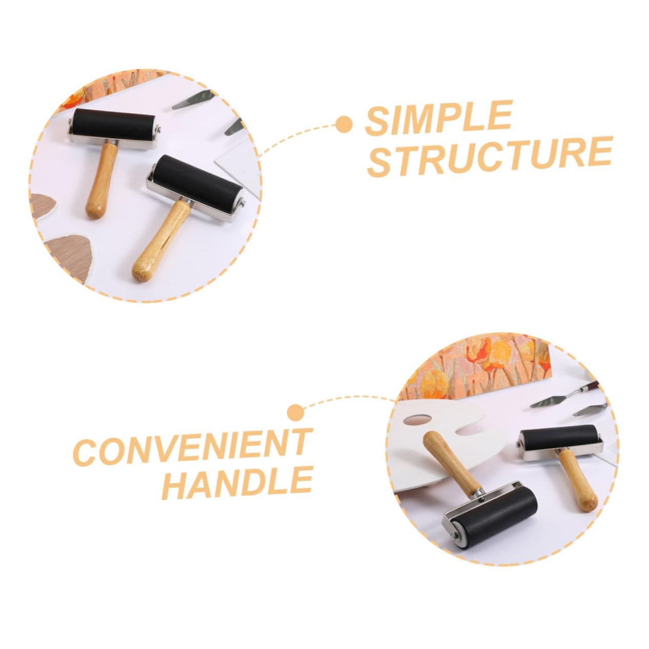 Gadpiparty Rodillo 10Cm para Manualidades Herramienta de Estampado de Plástico Rodillo de Pintura Profesional para 4 Piezas