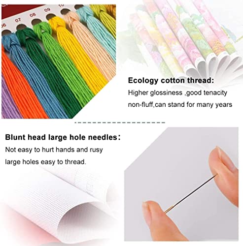 Eiazuiks Stamping Cross Stitch Kit, Cow Counting Cross Stitch Kit For Adult Beginners, Full Line Diy Cross Stitch Stitching Kit For Home Decor Cross Stitch Patterns 11.8X15.7 Inches #TOP4