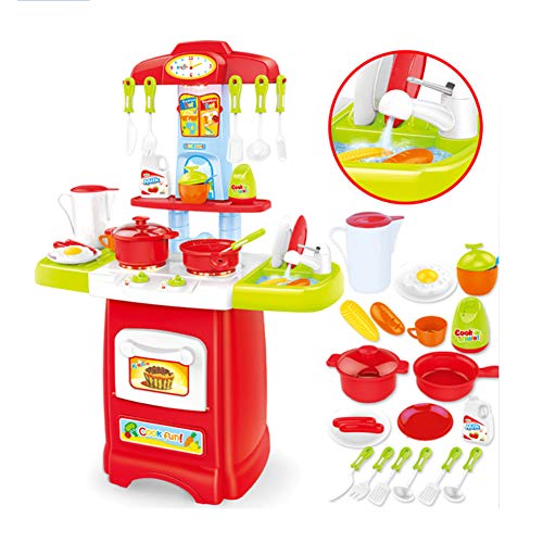 JUGUETE F Cocina Set de Juego, Juego Set simulado de Agua, luz, Sonido, simulación de Cocina de Juguetes educativos de Educación Inicial, Padres ABS Friendly plástico de Seguridad Asegurado,B