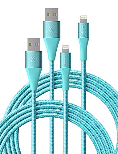 iPhone Charger 6ft 2 Pack, Xcentz Apple MFi Certified Lightning Cable Nylon Braided