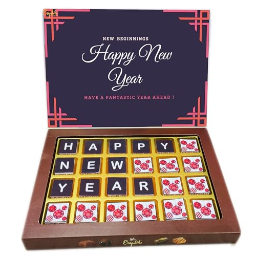 Image of Expelite Merry Christmas and Happy New Year Chocolate Gift for Wife -24 Pc Merry Christmas and Happy New Year Chocolate Gift for Girlfriend Wife Husband