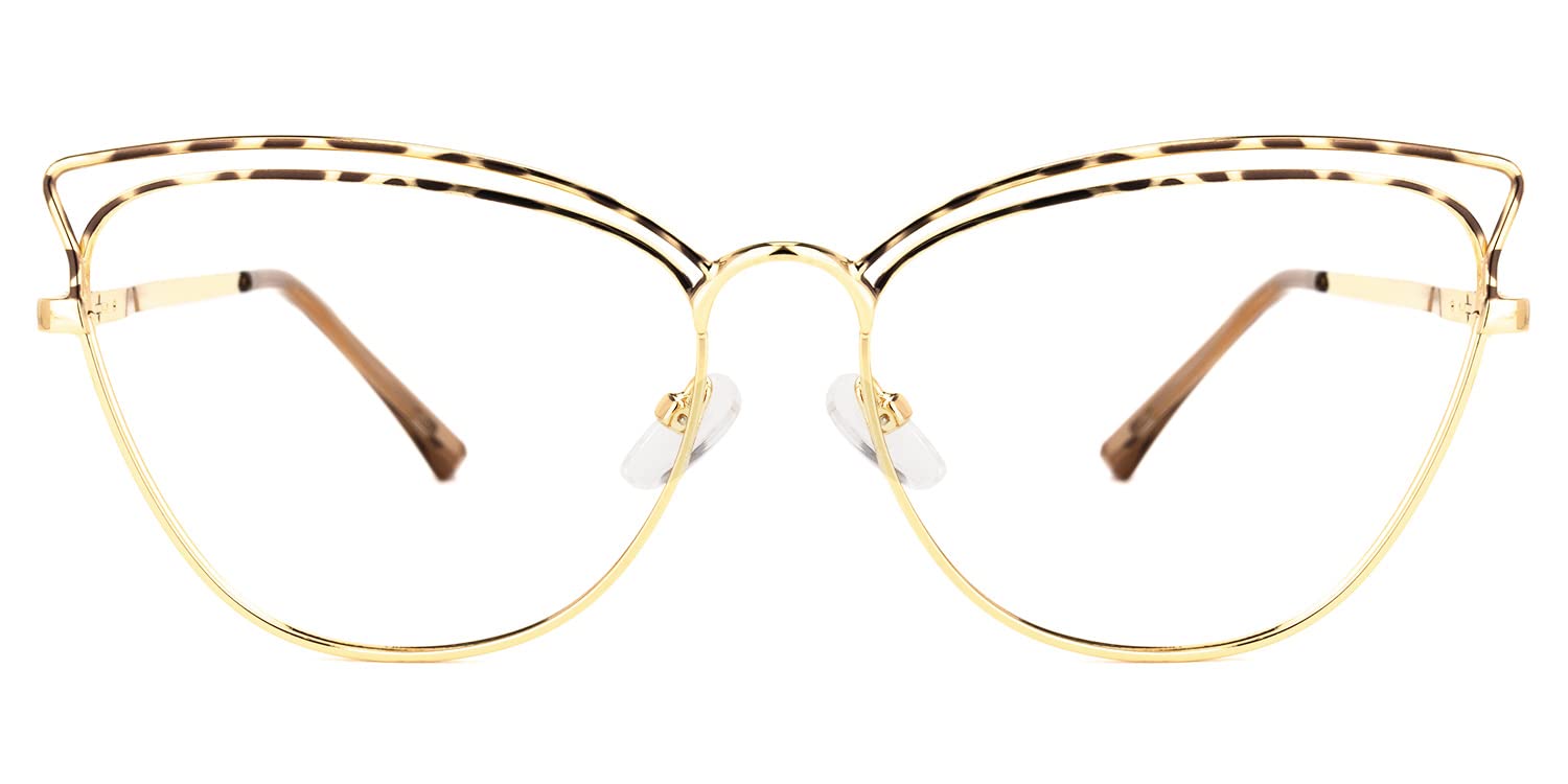 Zeelool Chic Metal Oversized Cat Eye Glasses Frame with Non-prescription  Clear Lens for Women Kina ZOM295249