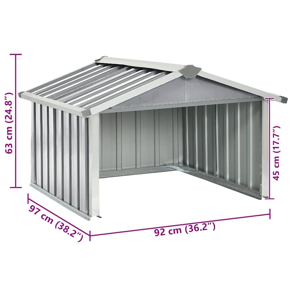 vidaXL Capanno per Robot Tosaerba 92x97x63 cm Acciaio Zincato Grigio