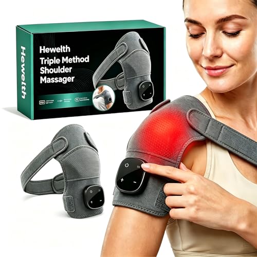Hewelth Triple Method Shoulder Massager with Heat Compression & Vibration Triple Therapy Shoulder Massager for Shoulder Pain Relief and Muscle Relaxation