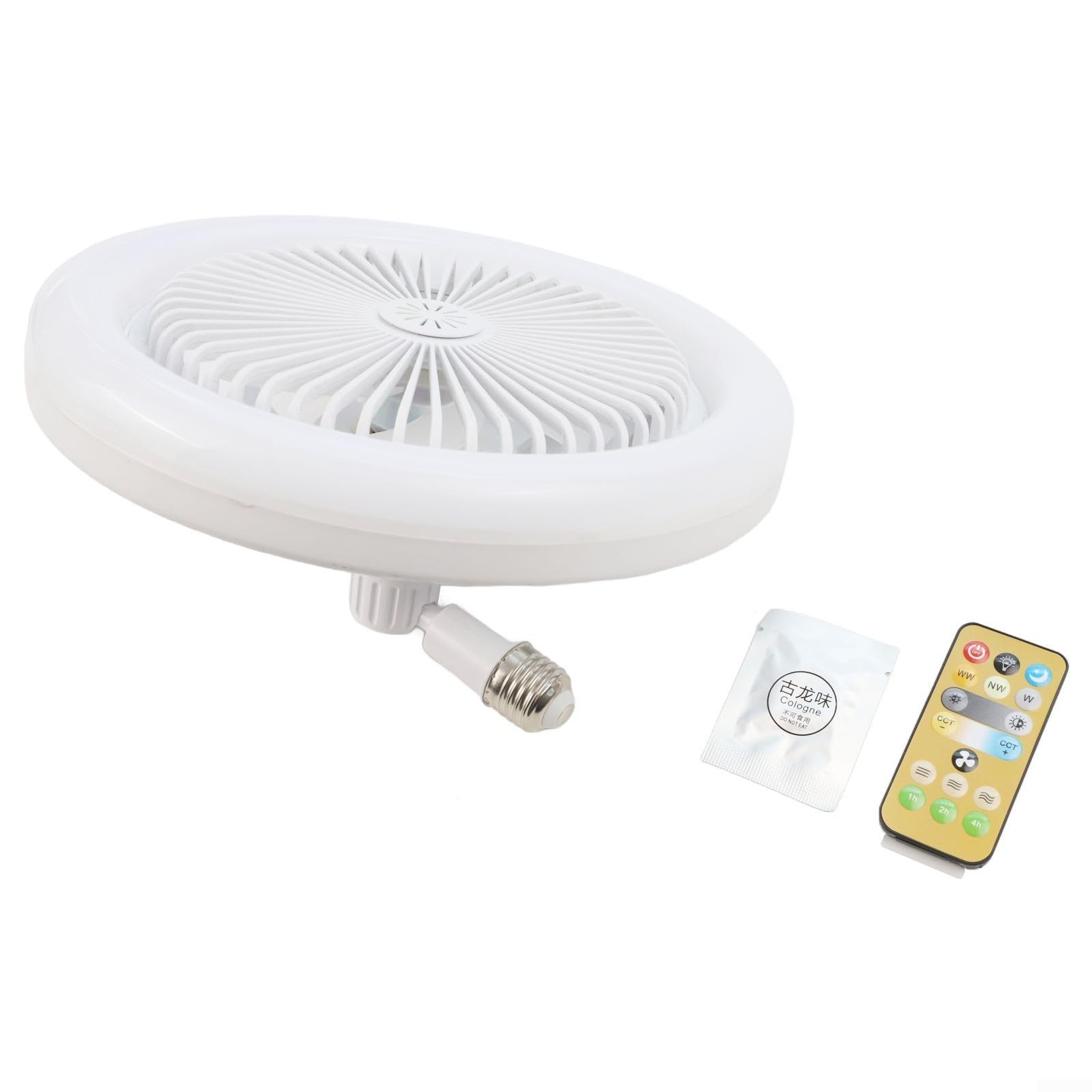 E27 LED Fan Light, 2-in-1 Ceiling Light with Integrated Cooling Fan, Screw-In Lamp for Bedroom and Home Office (25.8cm)(C)