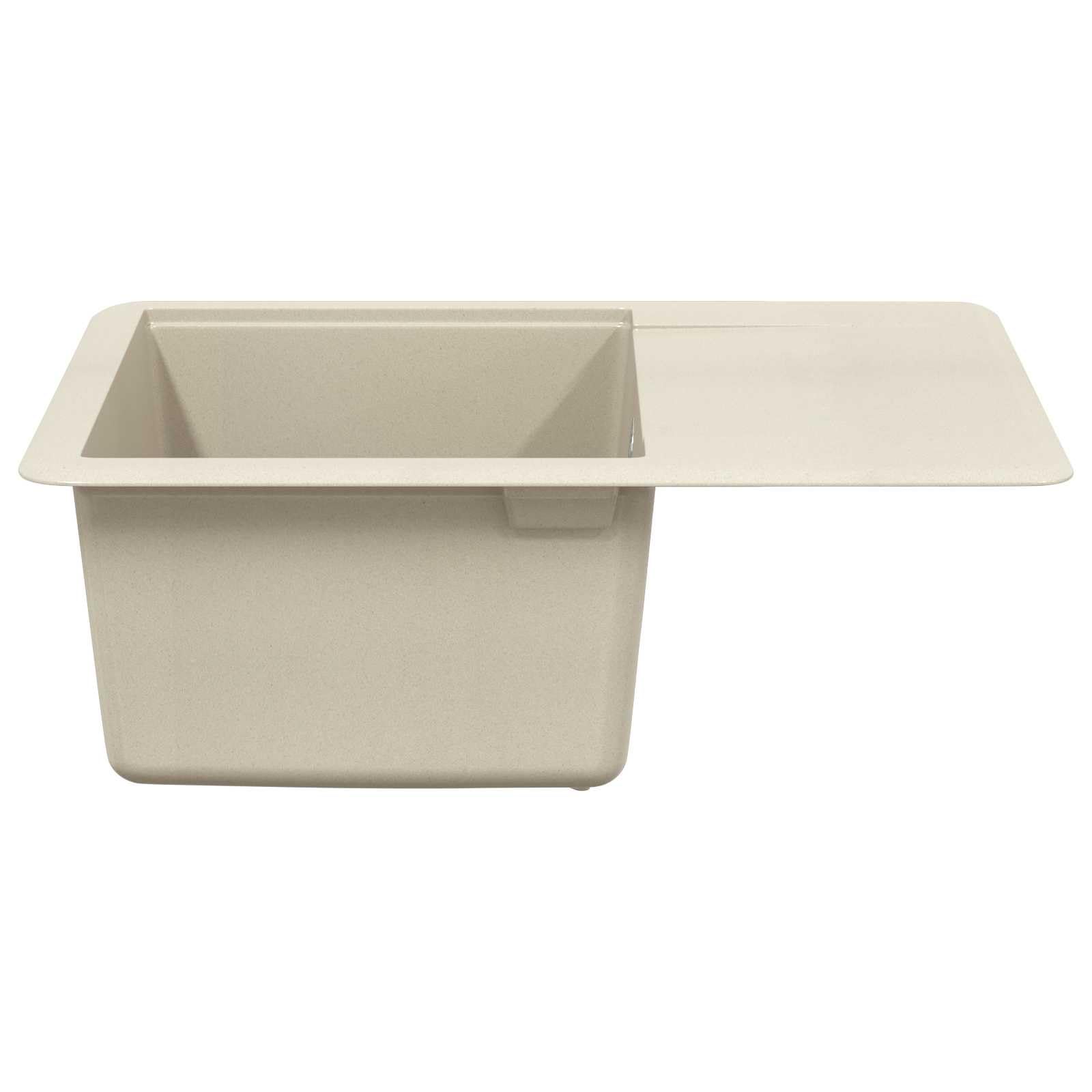 Lavabo Beige 560 x 460 mm de 80% cuarzo y 20% resina de granito Fregadero de cocina empotrable con juego de accesorios y filtro de desagüe, resistente al calor, resistente a los arañazos