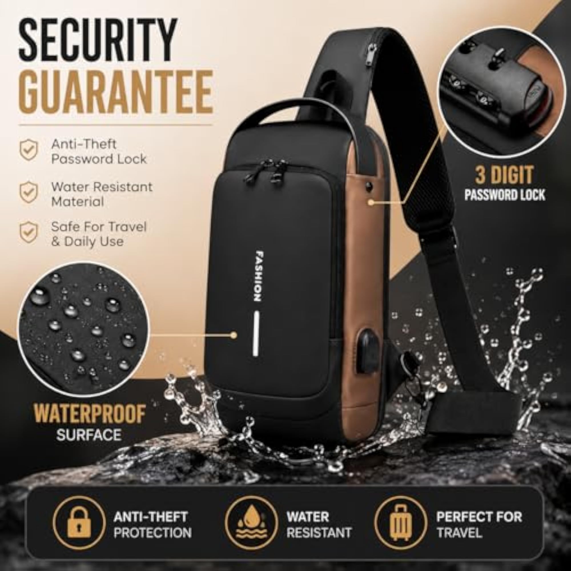 Stylish Anti-Theft Sling Bag with USB Charging Port