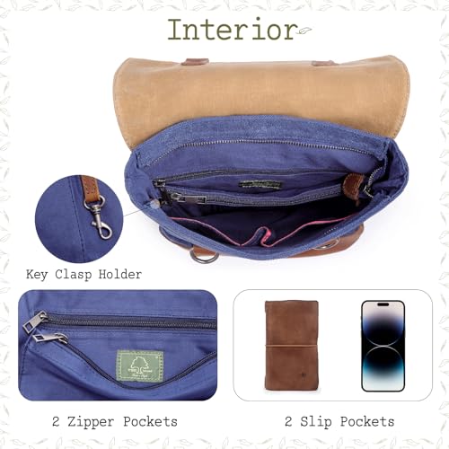 The Same Direction Hillside Backpack Leather and Canvas (Navy)3