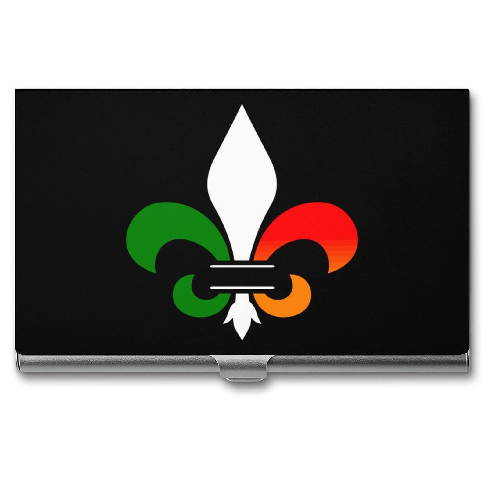 Fleur De Lis Irish Italian Design Business ID Card Holder Case Professional Organizer Metal Slim Pocket