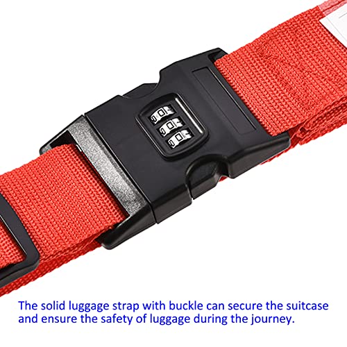 Image of M METERXITY 1 Pack Luggage Strap Suitcase Belt- Travel Combination Lock Adjustable PP Baggage Accessory with Buckle, Apply to Suitcase (79x2 Inch, Red)