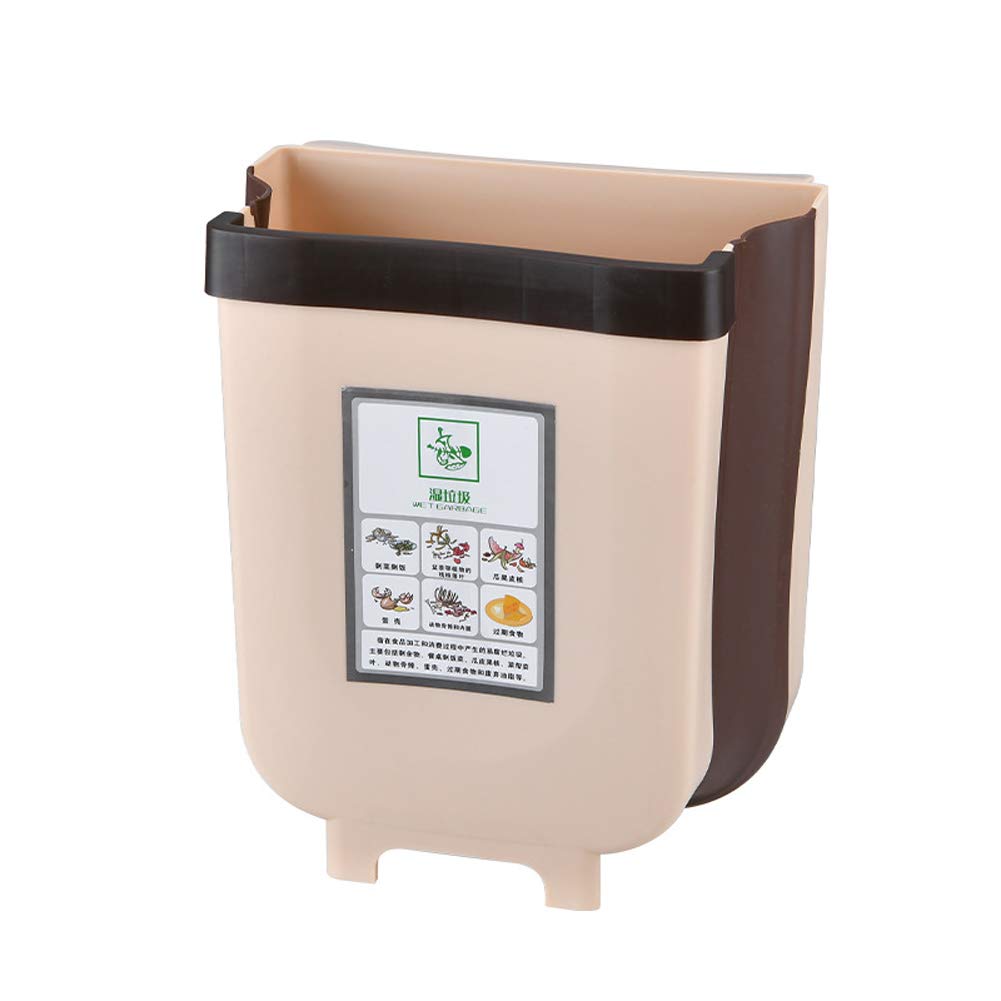 Redcolourful 1PC Multifunction Folding Waste Bin Kitchen Cabinet Door Hanging Trash Can Brown