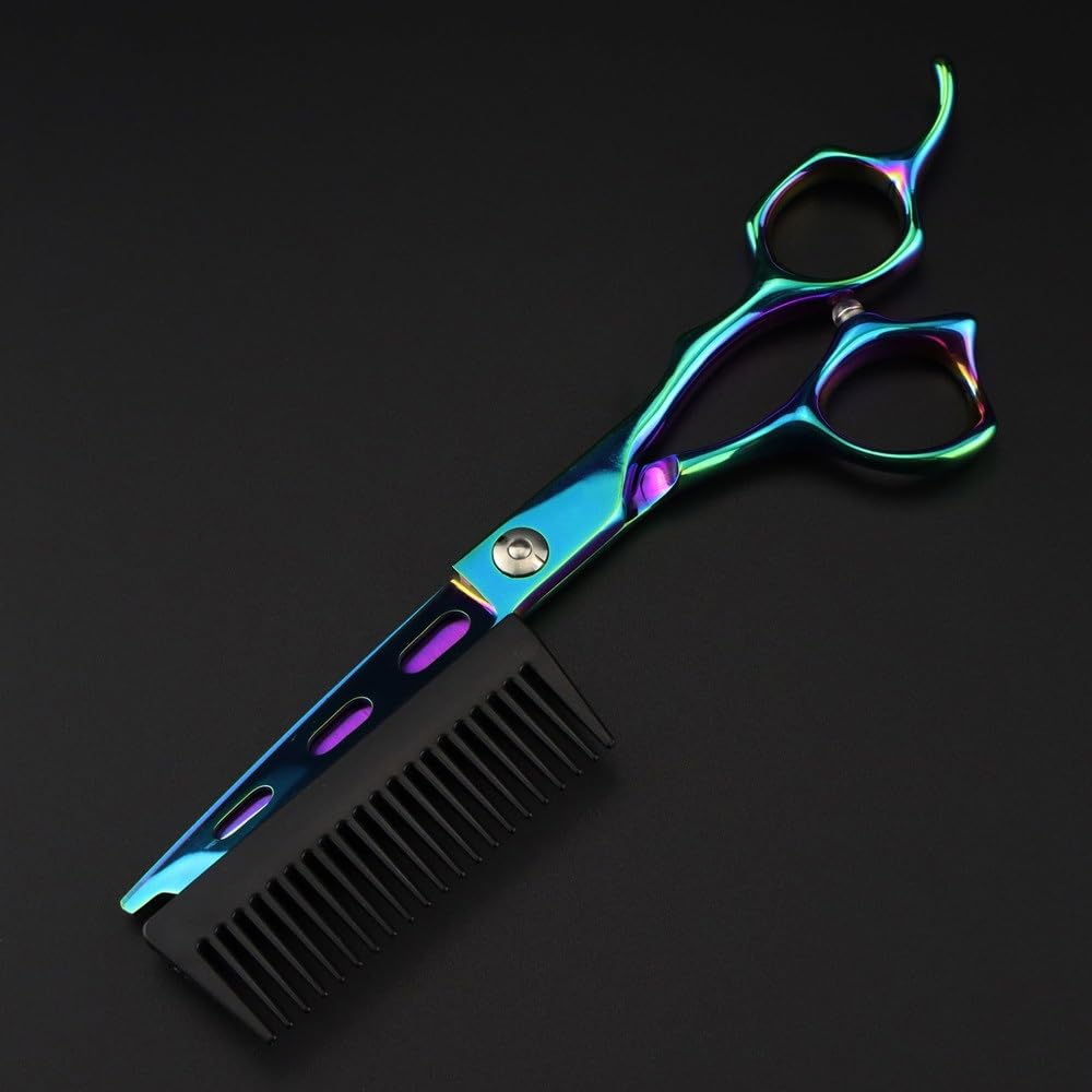 Haarschneideschere, 6 Zoll, professionelle JP440c-Stahl-Grün, 2-in-1-Haarschneideschere mit Kamm, Haarschnitt, Friseurschere, Haarschneideschere