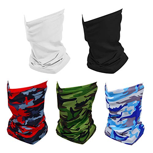 5 Pcs Unisex Seamless Rave Bandana Neck Gaiter Tube Headwear Bandana Running Cycling