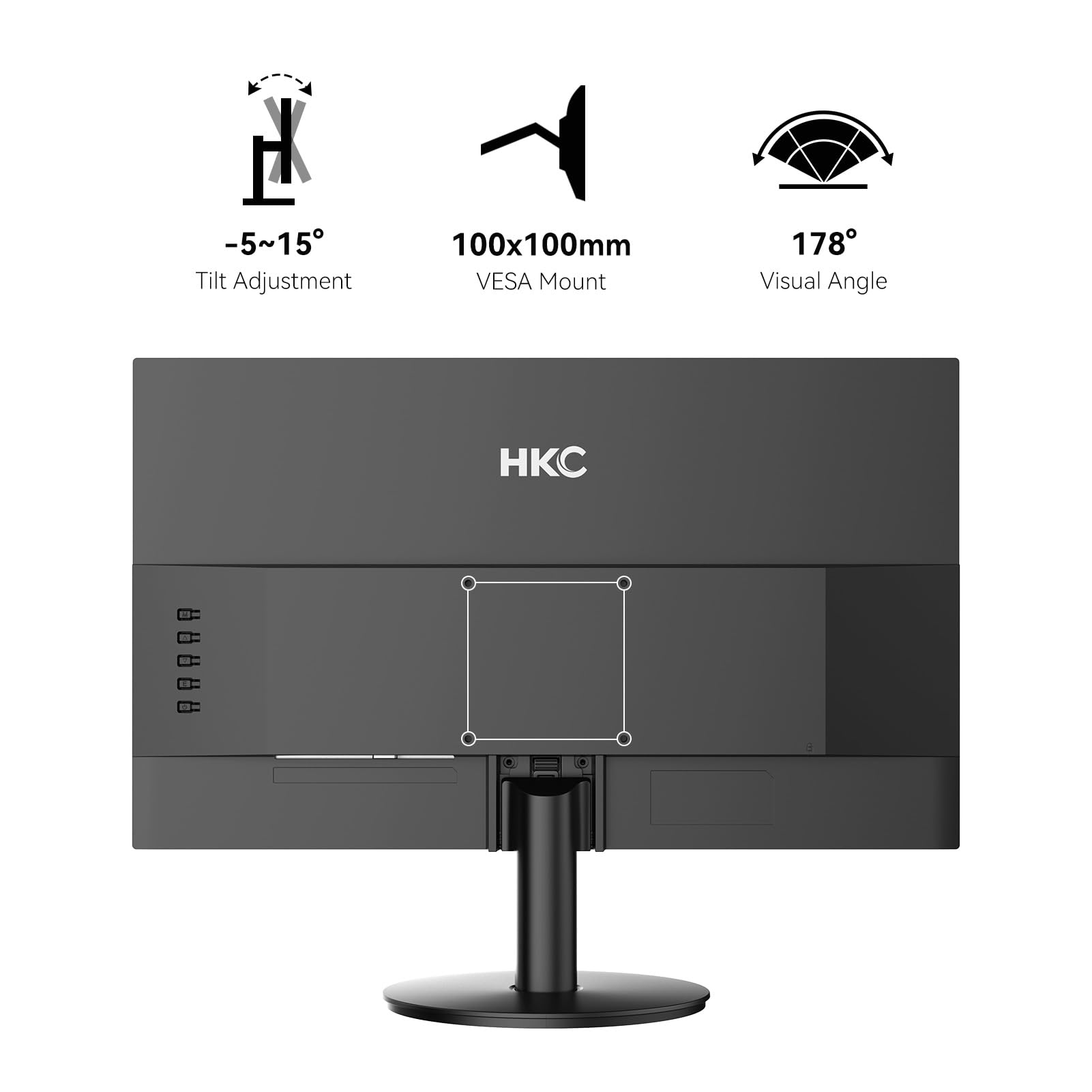 HKC 27 Pouces 144Hz Écran PC Gaming, FHD 1920 x 1080 Gaming Moniteur, Dalle IPS, 5ms, 99% sRGB, Adaptive Sync, Eye Care, Flicker Free, inclinable de -5° à 15°,HDMI 1.4/VGA, VESA 100 x 100mm, V2718S