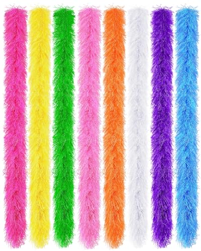 Taiyin Feather Boas Artificial Fluffy Boas Bulk Decoration for Wedding Costume Halloween Birthday Xmas(Multicolored 16 Pcs)