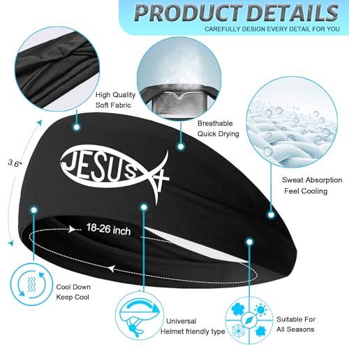 Image of 3pcs Sweat Bands Headbands Men Sweatbands Headbands for Women Christian CrossSports Running