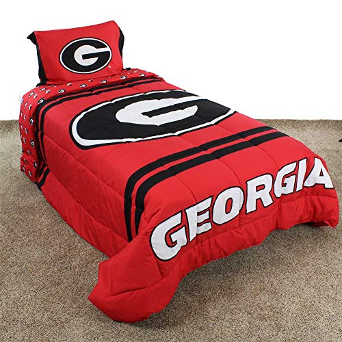 Image of College Covers Everything Comfy Georgia Bulldogs Reversible Big Logo Soft and Colorful Comforter, Twin