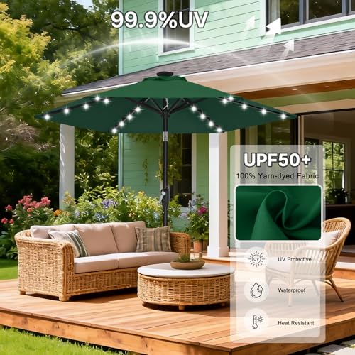 Image of ABCCANOPY Durable Solar Led Patio Umbrellas with 24LED Lights 7.5FT (Green)