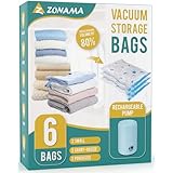 電動ポンプ付き真空収納バッグ、6パック真空密封バッグ、1500mAh充電式バッテリー付き、衣類、毛布、羽毛布団、枕、掛け布団、旅行用。