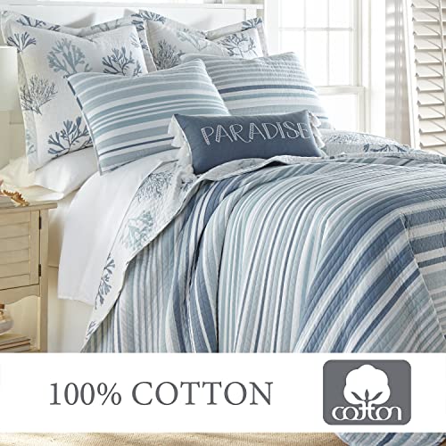 Parure de lit King size Levtex Home Truro bleue à rayures pour chambre parentale élégante