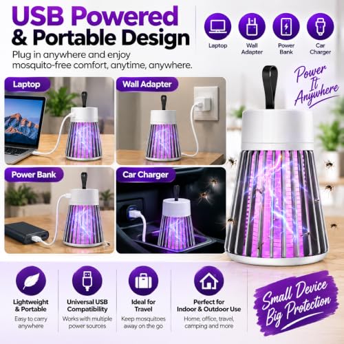 Image of Mosquito Killer Machine USB Powered | Electric Bug Zapper with UV LED Light | Chemical-Free Indoor Mosquito Trap & Night Lamp for Home, Bedroom & Office