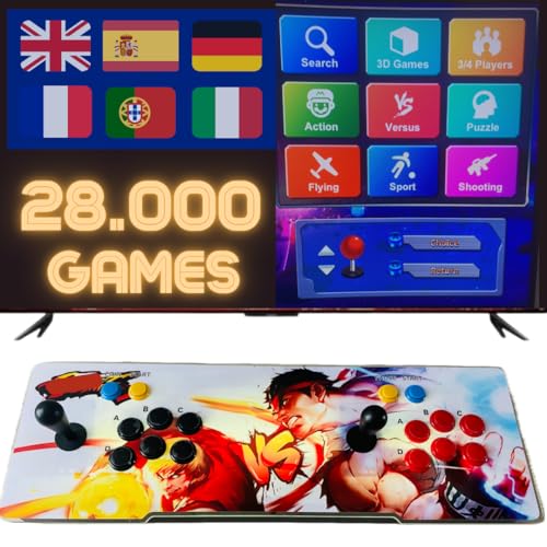 28000 giochi retrò originali Macchina Arcade Console con 28000 Giochi Retrò Originali, con LED che cambiano colore e sistema audio e joystick ovali