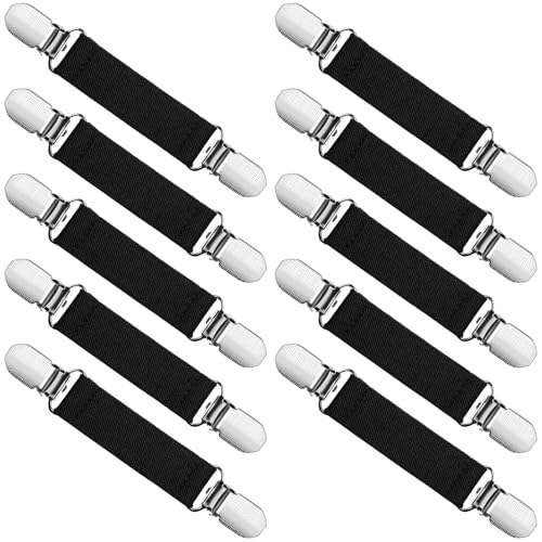 YGAOHF 10PCS Mitten Clips, Stainless Steel Glove Clips for Kids Toddler, Adjustable Winter Elastic Clip Hat Clip for Children, Fashion Fit Dress Clips, Garments Glove Clips for Adult