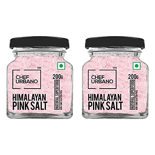 Image of Chef Urbano Himalayan Pink Salt 200g Pack of 2 | Pure & Natural | Mineral Rich Salt | Low Sodium | Packed with 84 Minerals | Glass Bottle