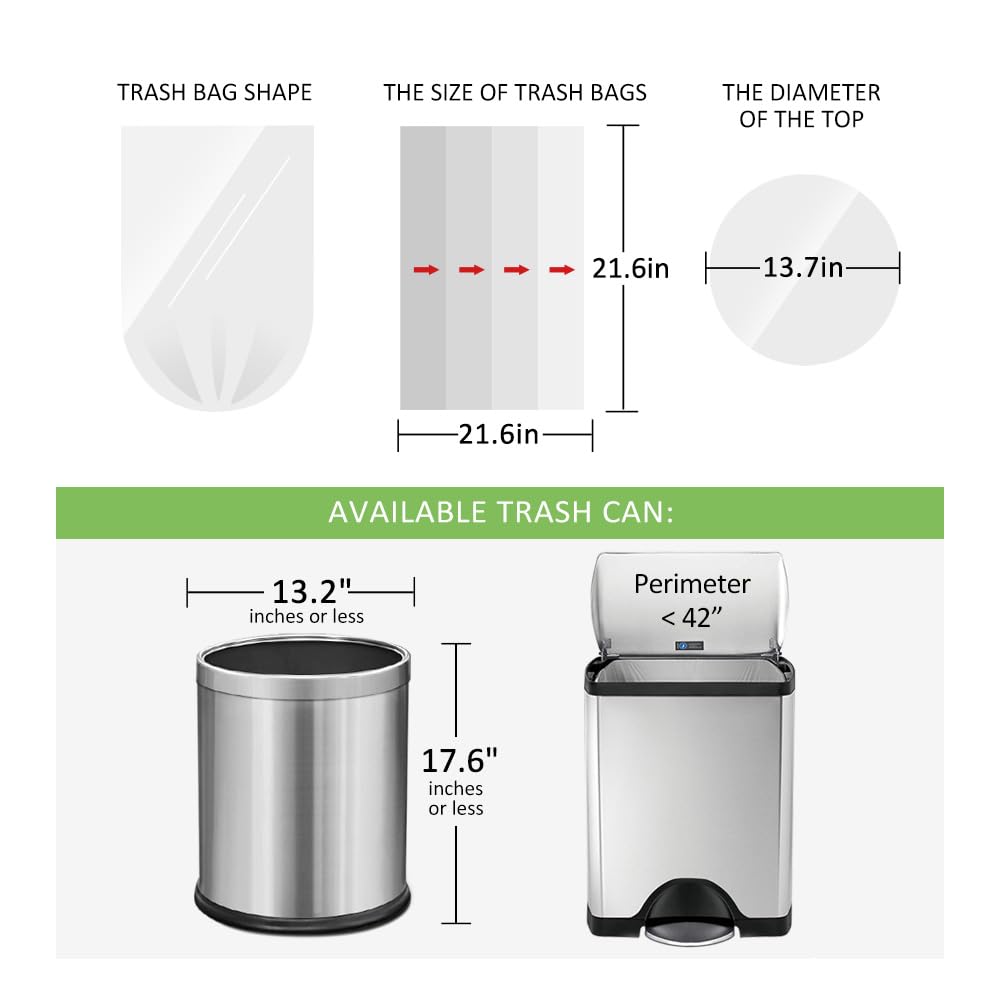Bolsas de basura pequeñas y fuertes de 5 galones, 180 unidades, para cubos de basura de 18 a 20 litros, 4.5 a 5.5.3 galones, para el hogar, oficina, cocina, baño, dormitorio, transparente