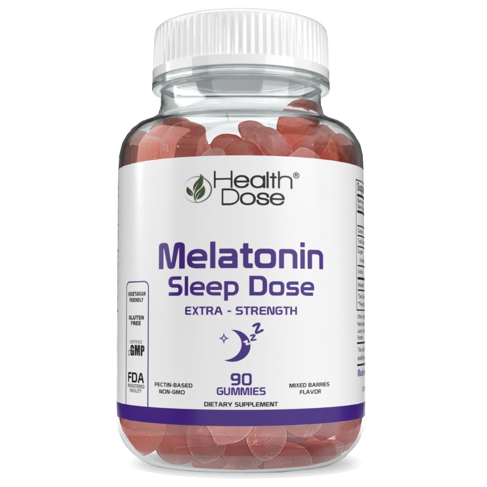 Amazon.com: Health Dose Melatonin 6 mg Extra Strength Gummy, Pre-Bedtime  Supplement for Restful Sleep, Adults, 90 Gummies, Three Month Supply, Mixed  Berries Flavor. : Health & Household