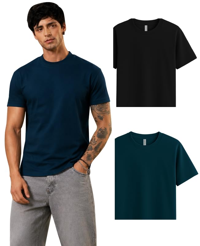 Image of Sleepynuts Men's Everyday Wear Crew Neck Regular Fit T-Shirt | Half Sleeve Solid Plain Casual T-Shirt for Men | Soft Breathable Fabric |