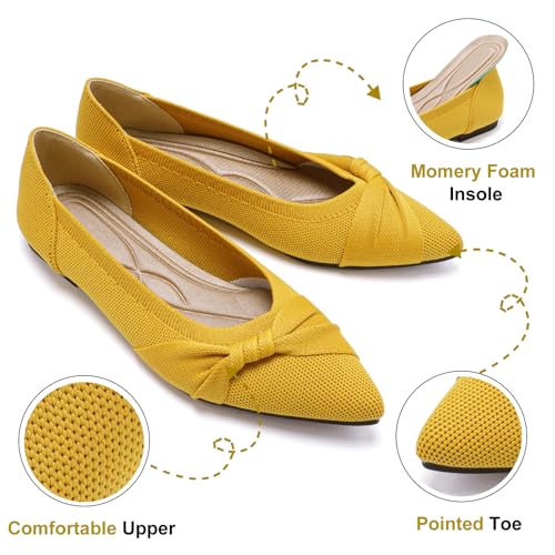 Image of HIULYCENCE Pointed Toe Flats for Women Ballet Flats | Comfortable Dressy Knit Lightweight Casual for Work Office Womens Flats