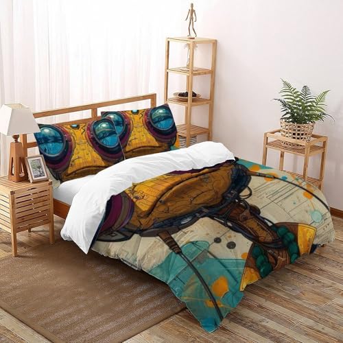 Housse de couette King anti-plis en microfibre animaux pour grand lit