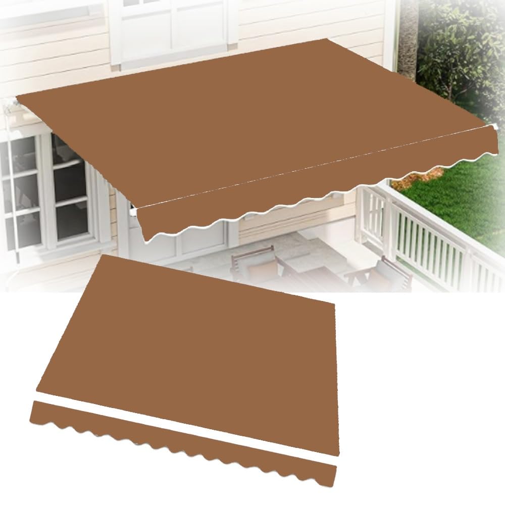 Zapasowa tkanina markizy na balkon i podwórko, ręcznie wysuwany pokrowiec na patio, wodoodporny daszek (khaki, 400 x 300 cm)