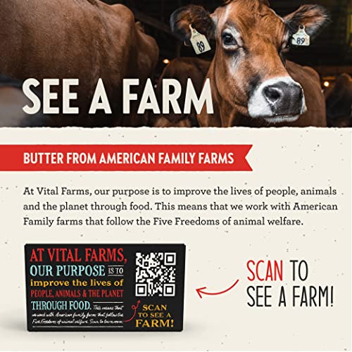 Vital Farms Butter Sticks, Sea Salted, 8 Oz, 2 X ¼ Lb Sticks #TOP2