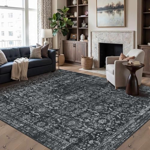 Rugxara Black Rug 6x9 Area Rugs Washable Rug for Living Room Dining Bedroom