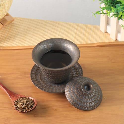 SILINE Stone Golden Collections -Ceramic Gaiwan Tea Cup with Lid and Saucer,Tea Bowl Set for Brew Kung Fu Tea by SILINE - Image 3