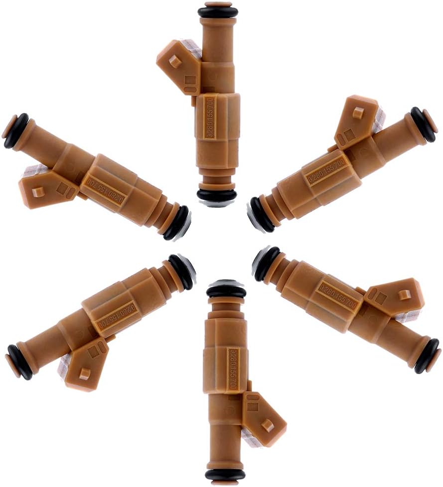 OCPTY Fuel Injector, 6pcs 4 Holes Replacement Fuel Injectors Engine Part fit for 89-98 for Jeep for Cherokee 93-98 for Jeep Grand for Cherokee 91-98 for Jeep Wrangler 4.0L 0280155700