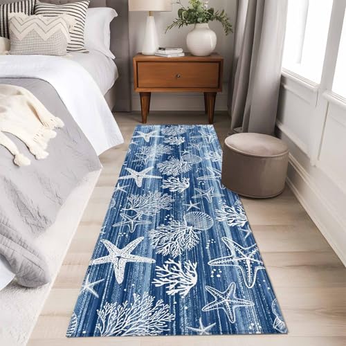 DecorLovee Tapete Pasillo 2'x6' Antideslizante Azul Marino miniatura 5