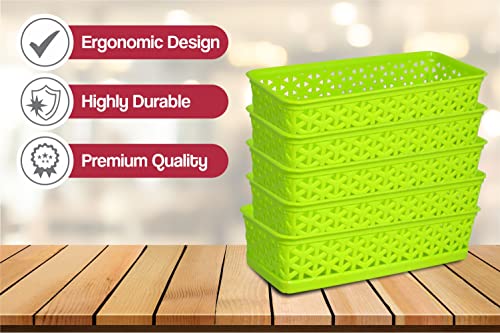 Image of Wonder Plastic Prime Alexa 9 Multipurpose Tokri for Drawer Dividers /Storage Tokri, Set of 6 Pcs, Green Color