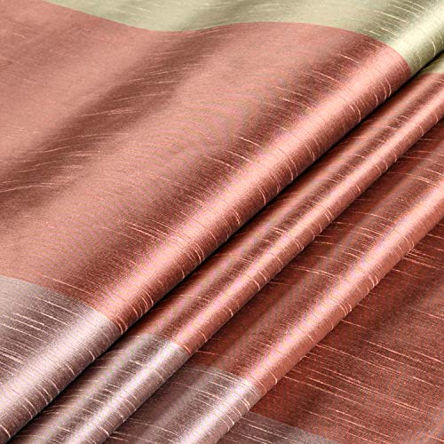 Image of Deco Window Polyester Blackout Striped Opaque Curtains 9 Feet Long Set of 2, Room Darkening (Eyelet,Peach, 9Ft) Curtains for Bedroom and Living Room