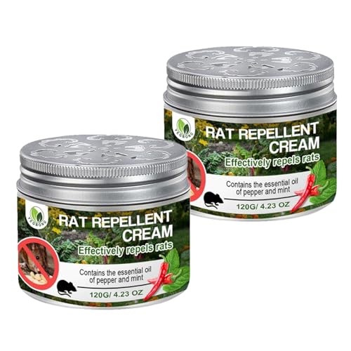 Natural Peppermint Rodent Repellent Balm, Rodent and Insect Repellent Product, Dog and Cat Safe Mouse Repeller, Long-Lasting Indoor/Outdoor Protection, All-Weather Protection, 2 PCS (Peppermint)