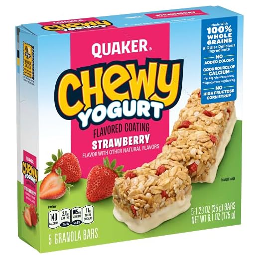Quaker Yogurt Chewy Granola Bar, Strawberry, 5 Bars , net weight 6.1 ounce (Pack of 6) (Packaging may vary)
