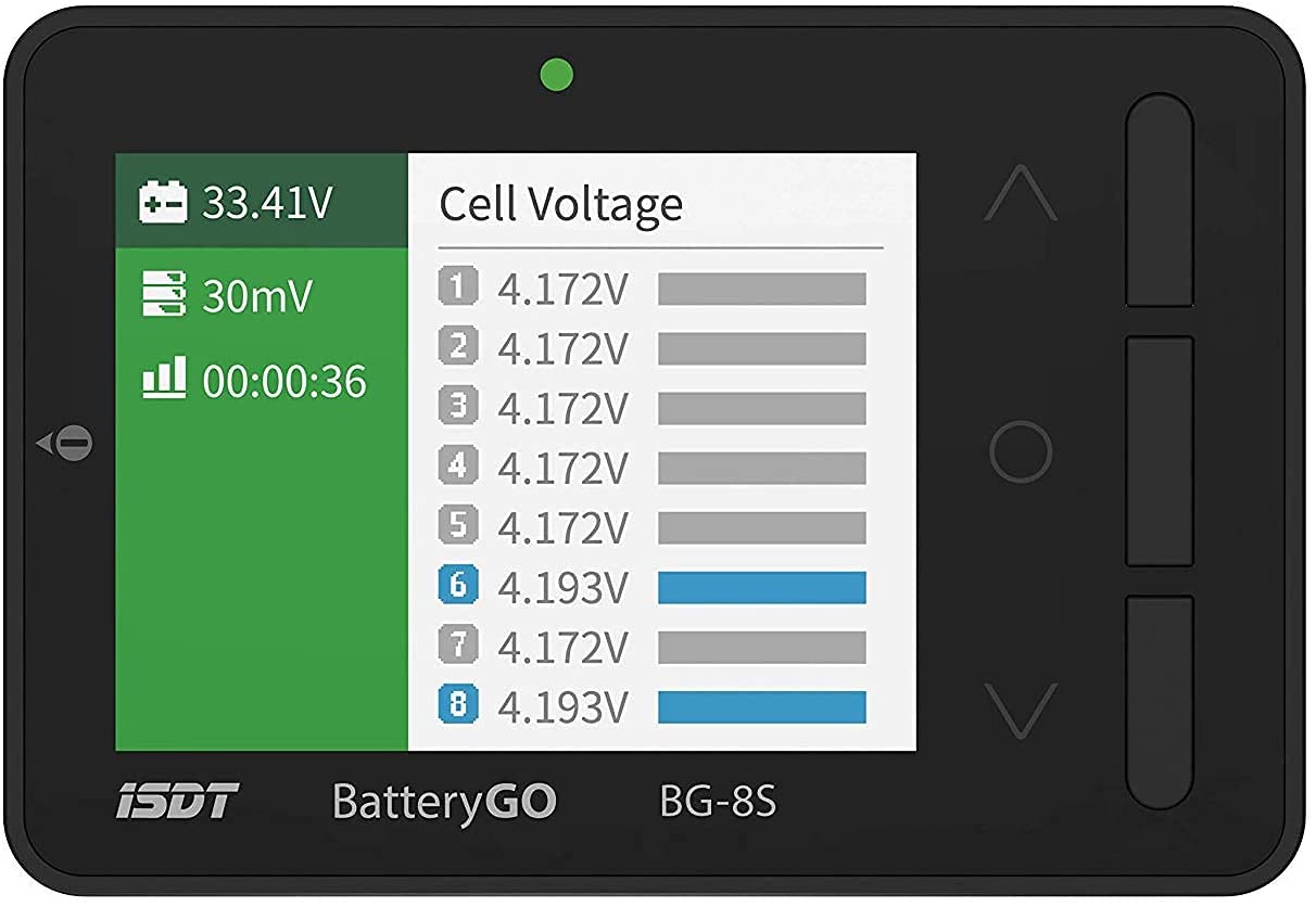 ISDT BattGo BG-8S Battery Meter, LCD Display Digital Battery Capacity Checker Balancer Tester for LiPo/Life/Li-ion/NiMH/Nicd