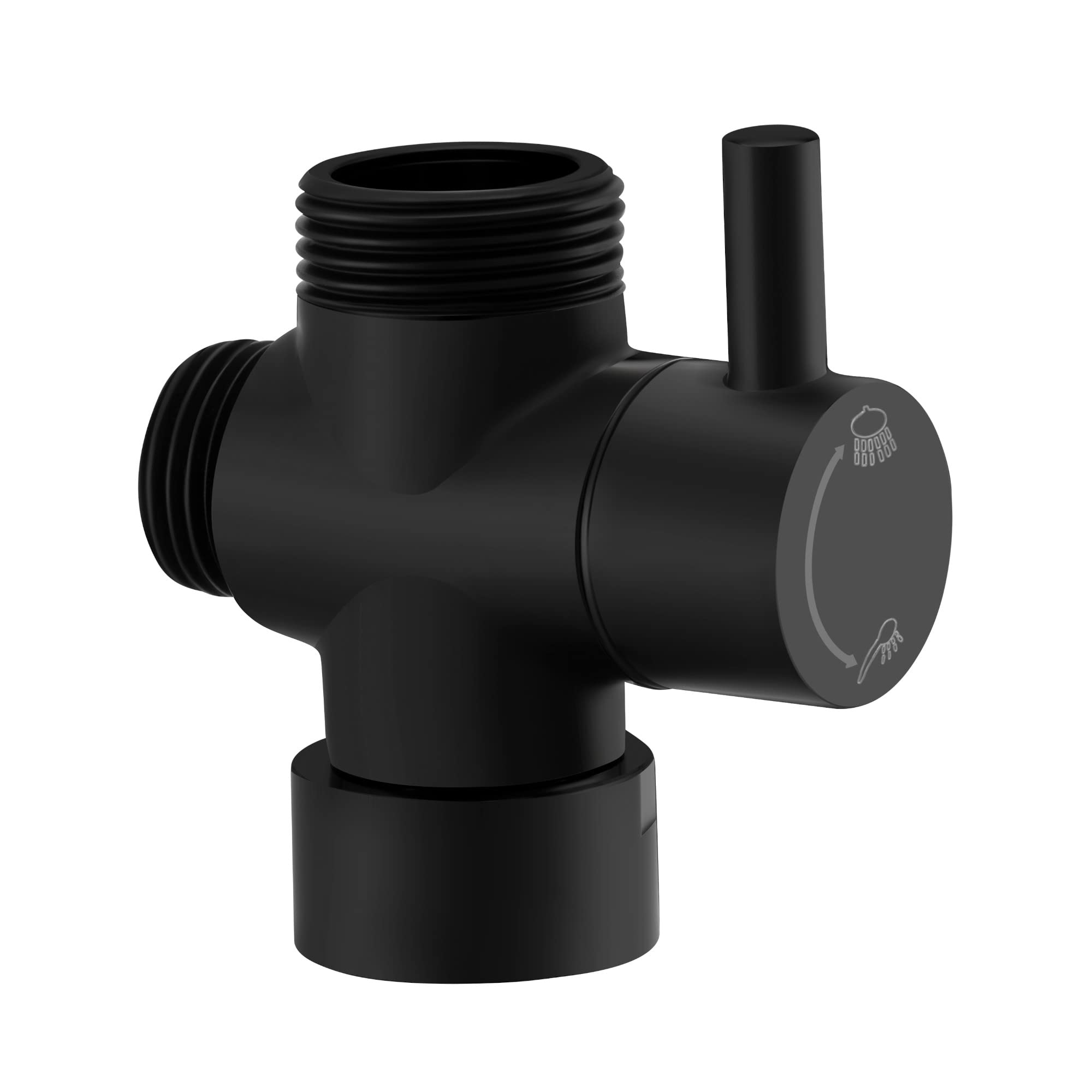ENKI, D02, Matt Black, Shower Diverter Valve, Single Inlet 3/4", Two Outlet, for Rigid Riser and Shower Hose