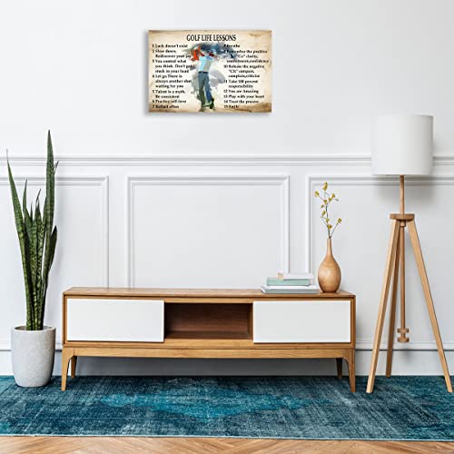 Vintage Golf Quotes Wall Art Life Lessons Inspirational Pictures Painting Artwork Framed Golf Motivational Poster For Room Decor Framed (12X18 Inch) #TOP4