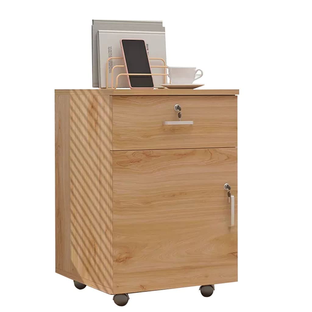 ASerZenith Wooden File Cabinet For Home Office With Lockable Mobile Drawers And Rolling Printer Stand,A1-40X36X56Cm